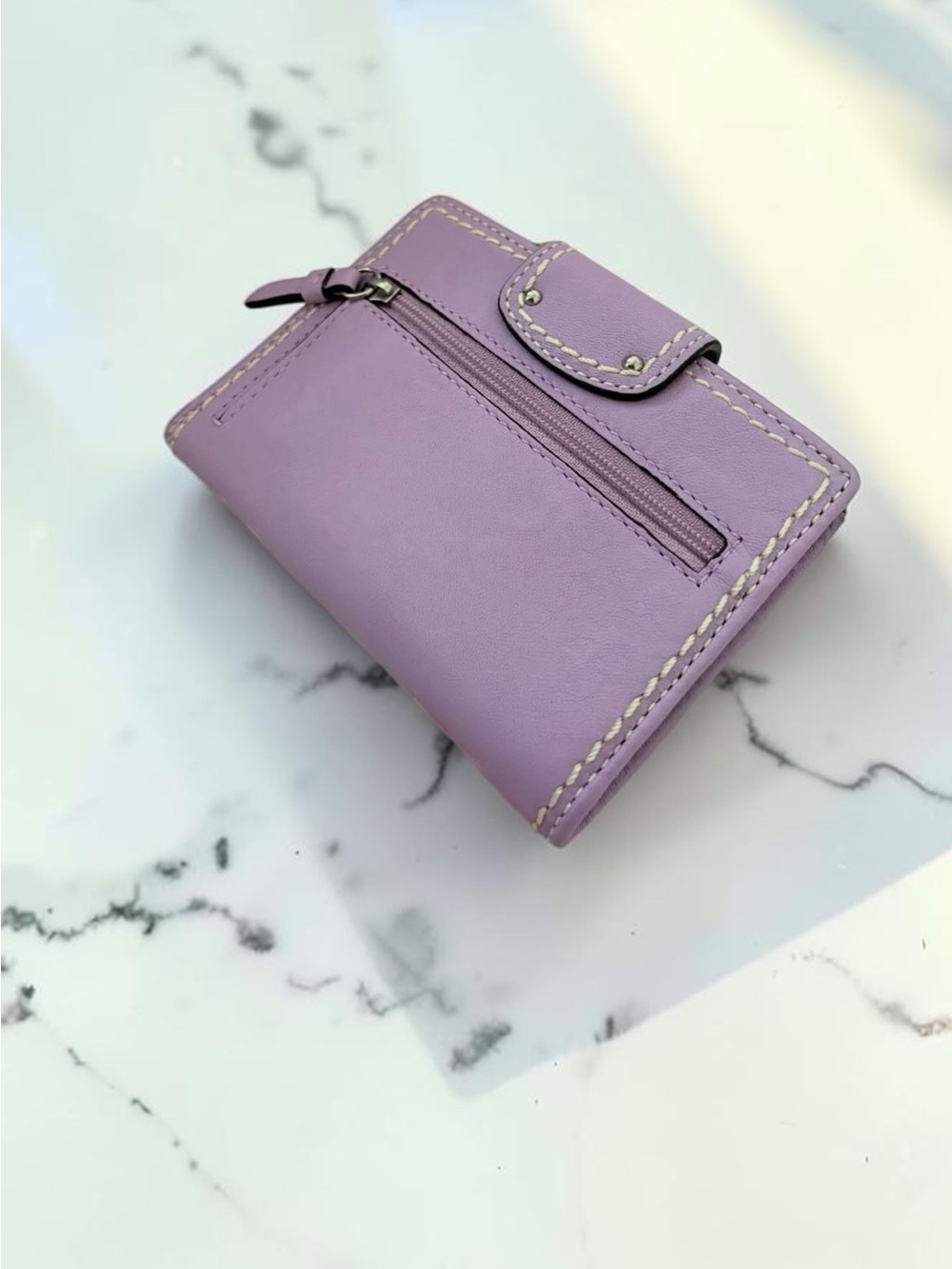 Coach Lilac Purple Leather Bifold Wallet with Turnlock Closure - Picture 6 of 8